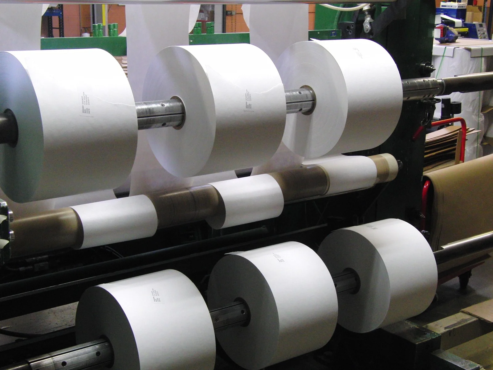 Specialty paper manufacturing and industrial packaging production lines at Greenlano factory